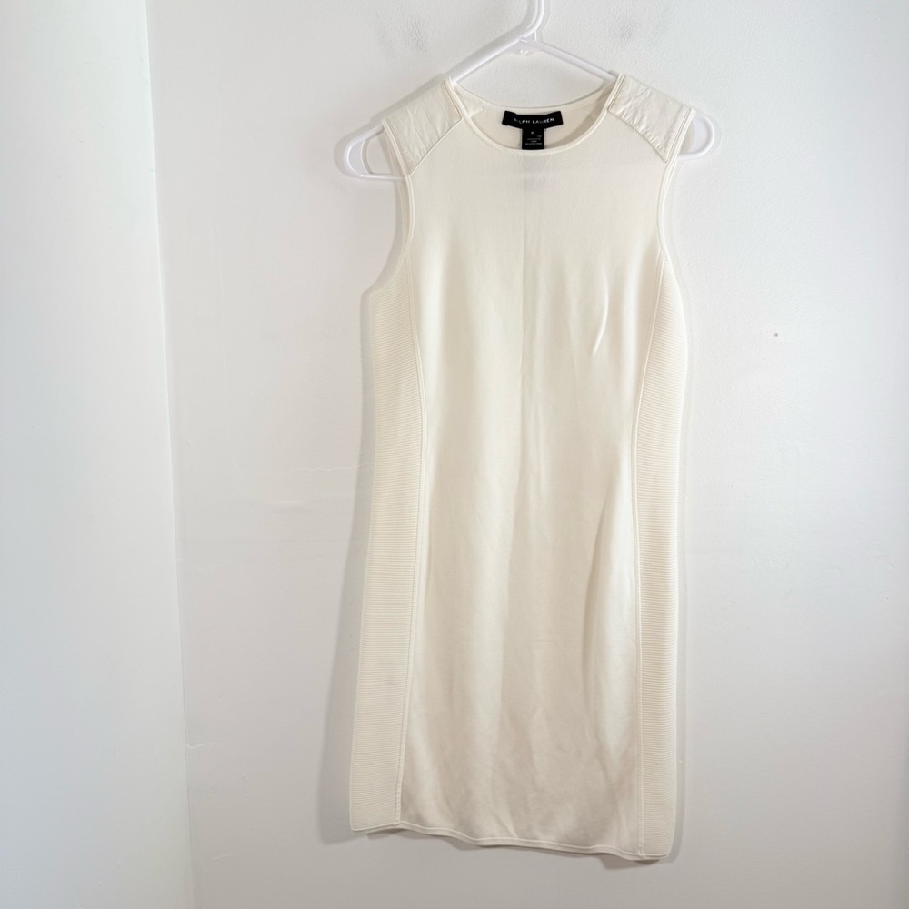 Ralph Lauren Black Label Collection White Leather Patch Bandage Dress Medium